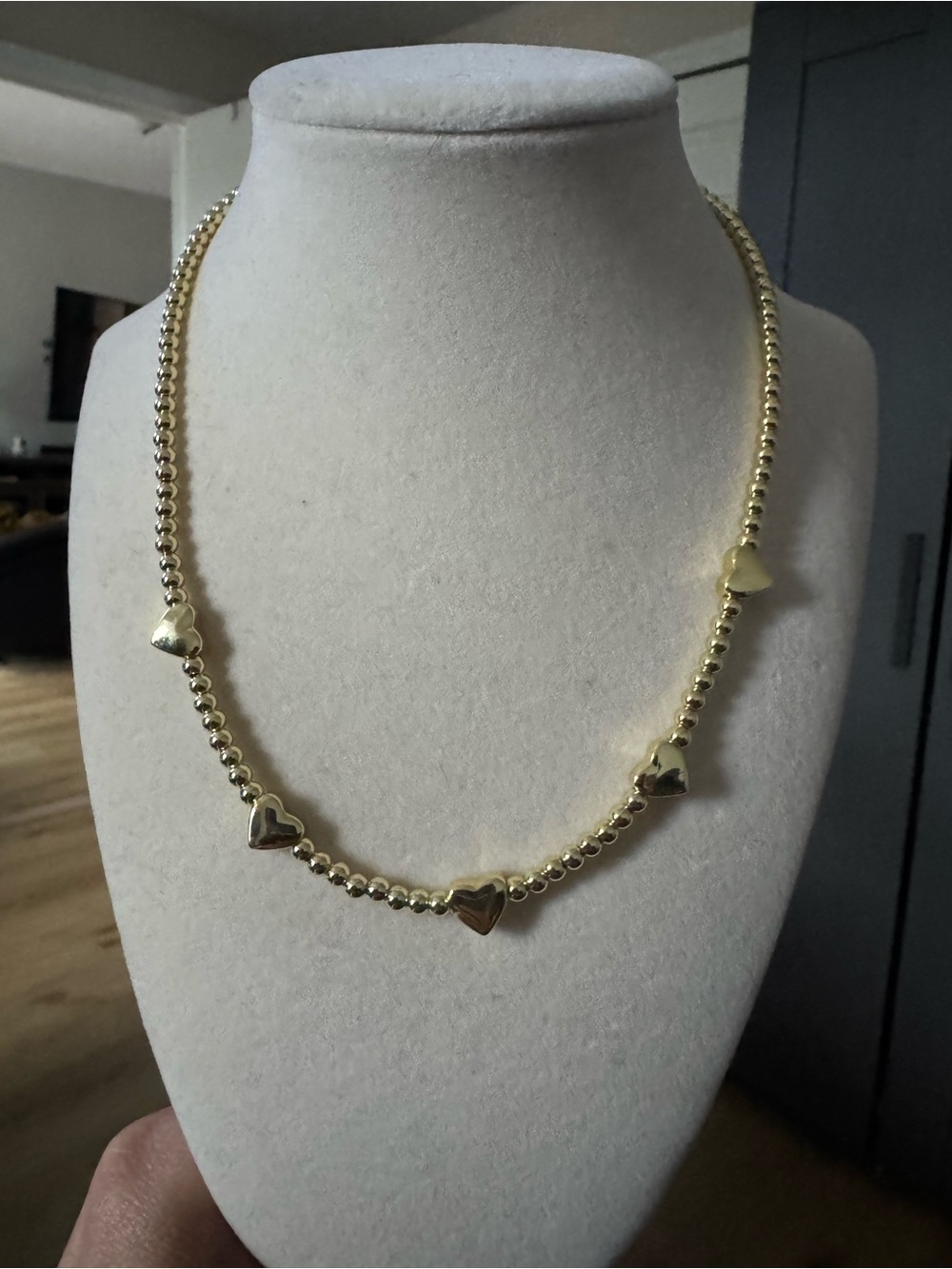 Gold Heart Bead Necklace - Women Jewelry